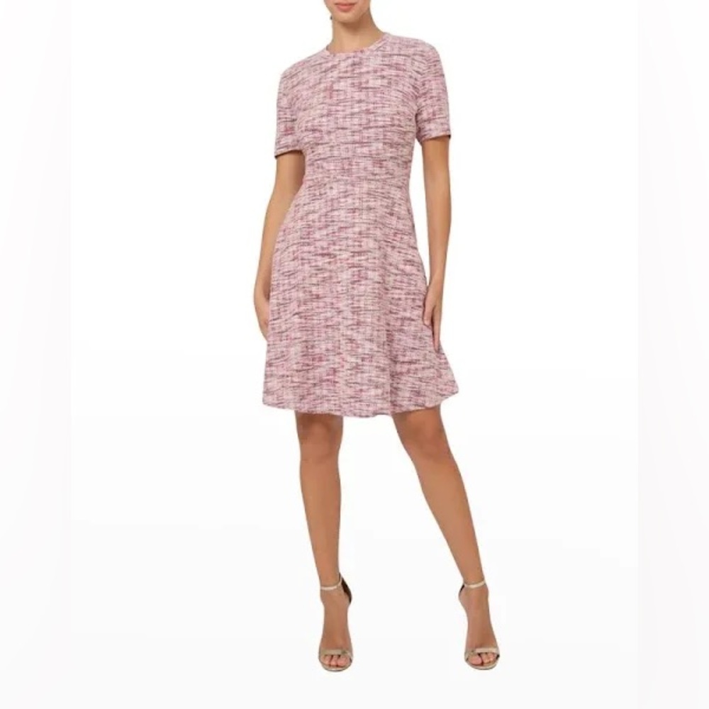 Leota Pink Mackenzie Short Sleeve Jacquard Fit & Flare Dress. XL. NWT.